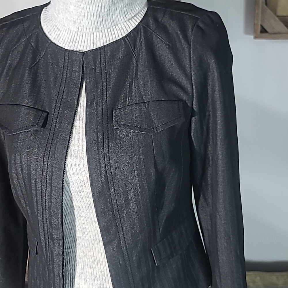 Semantiks Black Women's Zipper Front Jacket Blazer - Picture 3 of 11